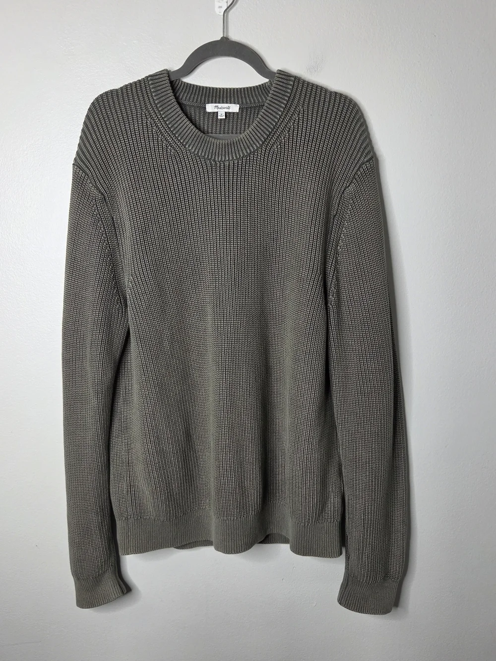Madewell Cotton Shaker Stitch Crewneck Greenish Gray